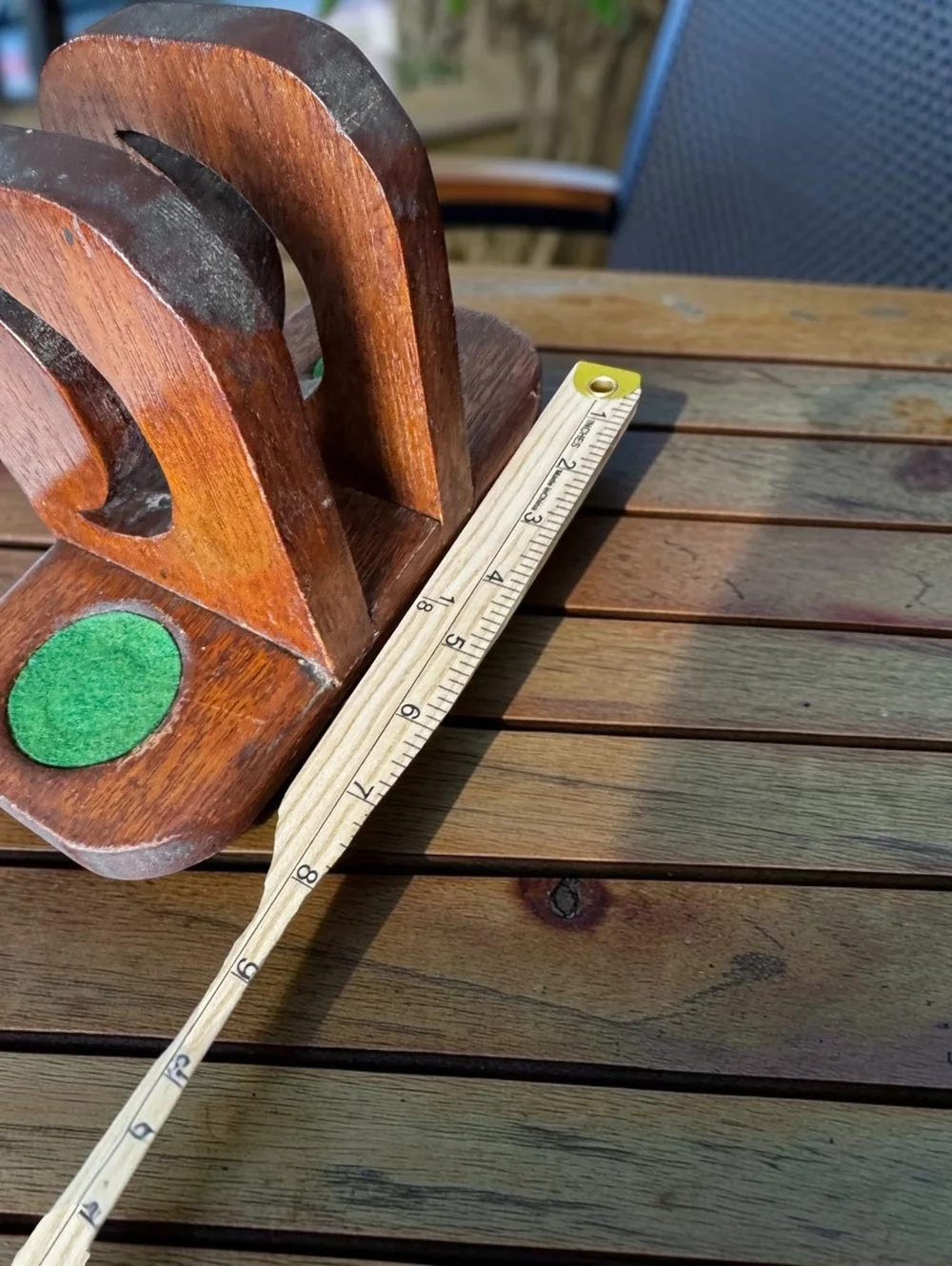 Vintage Wooden Napkin Holder Salt Pepper Caddy Green Felt Crescent Cutout